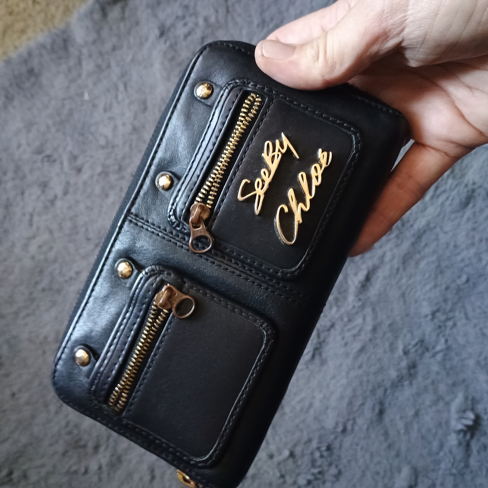 See By Chloe Vintage Long Retro Black Leather Wallet
